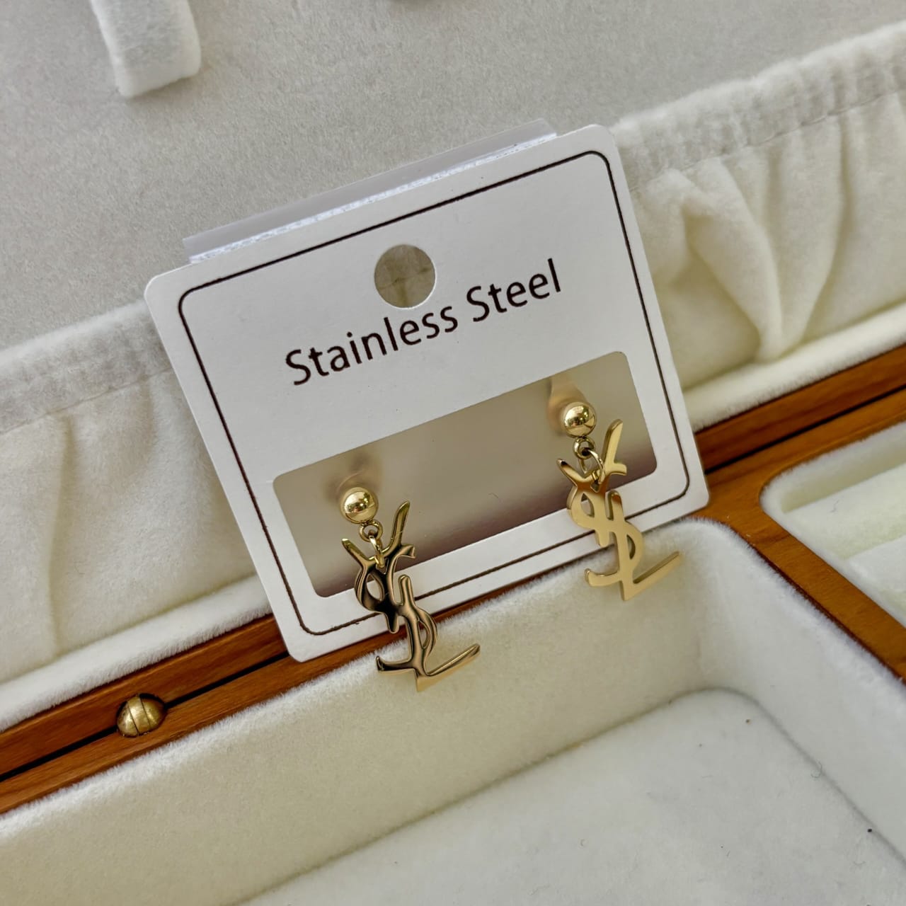 YVES Saint Laurent Vintage Logo Earrings