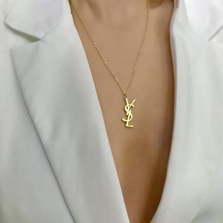 Yves Saint Laurent YSL Logo Vintage Necklace